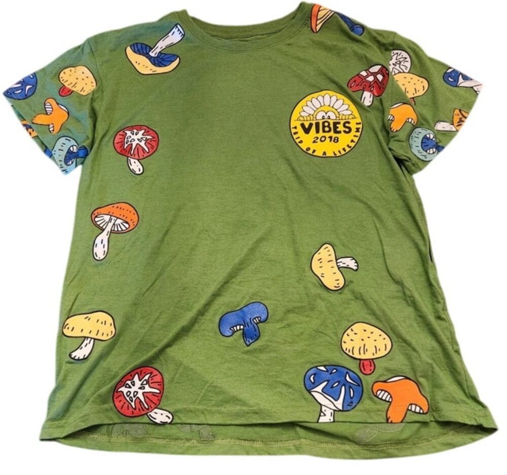 Fresh Laundry 2018 Vibes Trip Of A Lifetime Mushroom Print, Green, Size XL